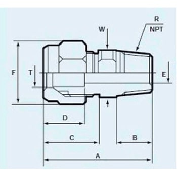 6mmxR 1/4" コネクタ(雄ねじ/フッ素樹脂) エスコ