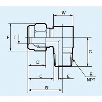 6mmxR 1/4" エルボ(雄ねじ/フッ素樹脂製) エスコ