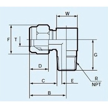 6mmxR 3/8" エルボ(雄ねじ/フッ素樹脂製) エスコ