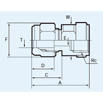 8mmxRc1/4" コネクタ(雌ねじ/フッ素樹脂) エスコ