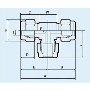 8mm ユニオン(ティー /フッ素樹脂製) エスコ