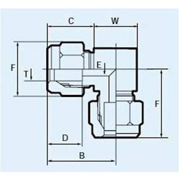 6mm ユニオン(エルボ/フッ素樹脂製) エスコ