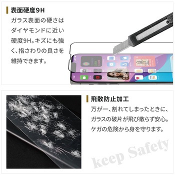 iPhone 14 Plus(6.7インチ)用 貼り付けキット付き 全面保護 強化ガラス OWLTECH(オウルテック)