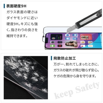 iPhone 14 Plus(6.7インチ)用 貼り付けキット付き 全面保護 強化ガラス OWLTECH(オウルテック)