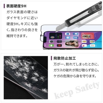 iPhone 14 Plus(6.7インチ)用 貼り付けキット付き 全面保護 強化ガラス OWLTECH(オウルテック)