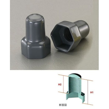 M10シングルナット用保護キャップ(グレー/2個 - エスコ
