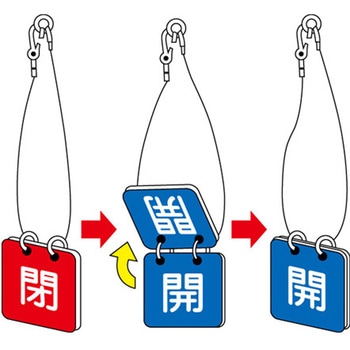 40x40mm バルブ開閉札(赤/緑) - エスコ