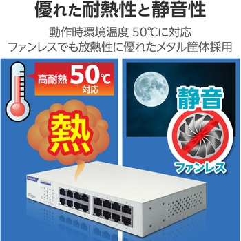 スイッチングハブ LANハブ Giga対応 1000/100/10Mbps 金属筐体 電源内蔵 ファンレス - エレコム