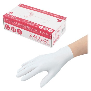 サニーフーズニトリル手袋エコノミー 白 100枚×10箱入 3.5g white cartonシリーズ アズワン