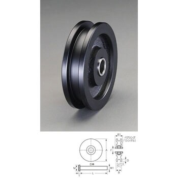 特別設計の-ESCO(エスコ) 150mm/2200kg 戸車(レール用・重量•用