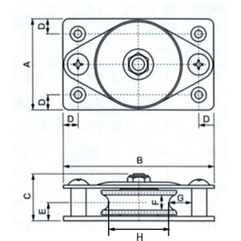 横型固定滑車(1車/メタル) エスコ
