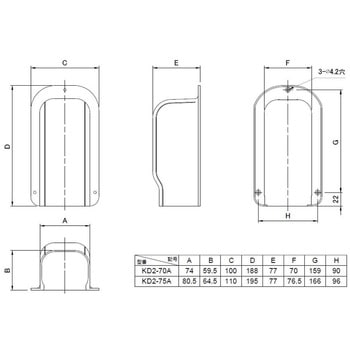 KD2-70A W 出口化粧カバー 後付用 1箱(10個) KANTO(関東器材工業
