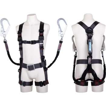 フルハーネス型墜落制止用器具 飛燕ハーネス(HIEN HARNESS)ランヤード付 ツイン ノビロン付 伸縮式 Y型 胴ベルト有 サイズL  TH-506-2NV93SV-OT-DG-L-2R23-JAN-BX