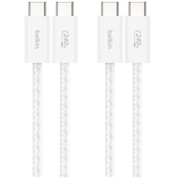 BoostCharge 240W USB-C to Cソフトケーブル 1.5M 2本セット ホワイト BELKIN(ベルキン)