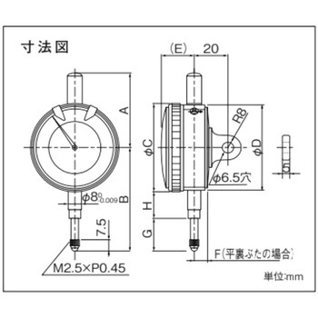 1回転未満ダイヤルゲージ(平裏ぶた) TM-1211f テクロック