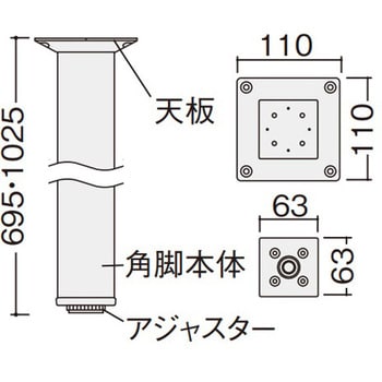 インテリアカウンター施工部材 カウンター用脚(木製角脚)