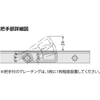 樹脂製グレーチング 縦目ノンスリップタイプ 屋内用 把手付 カネソウ