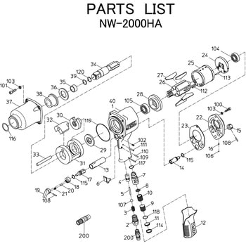 インパクトレンチ (ワンハンマタイプ)NW-2000HA 部品 日本ニューマチック工業