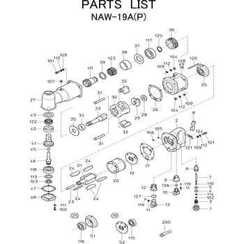 インパクトレンチ (ツーハンマタイプ) NAW-19A(P) 部品 日本ニューマチック工業