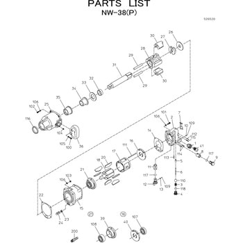 インパクトレンチ (ツーハンマタイプ) NW-38(P) 部品 日本ニューマチック工業