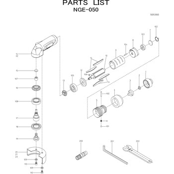 アングルグラインダ NGE-050 部品 - 日本ニューマチック工業
