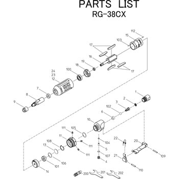 ダイグラインダ RG-38CX 部品 日本ニューマチック工業