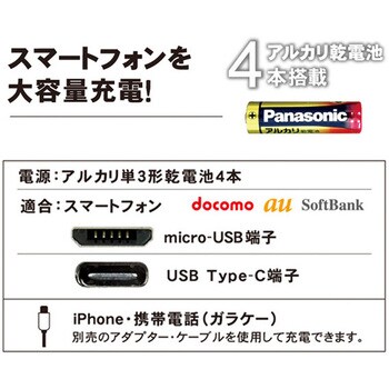 CHSPBT4WC-WT 電池交換充電器 microUSB対応ケーブル・Type-C変換