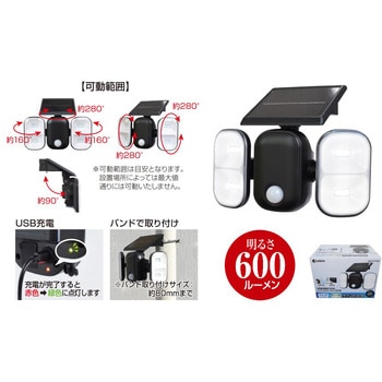 USB充電ができるソーラーセンサーライト2灯 DAISHIN(大進)