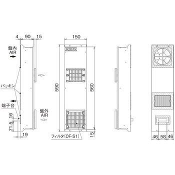ボックスファン 盤外側面取付型 オーム電機(配線パーツ)