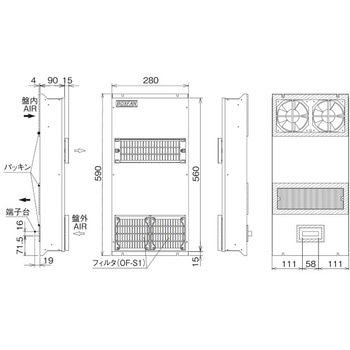 ボックスファン 盤外側面取付型 オーム電機(配線パーツ)
