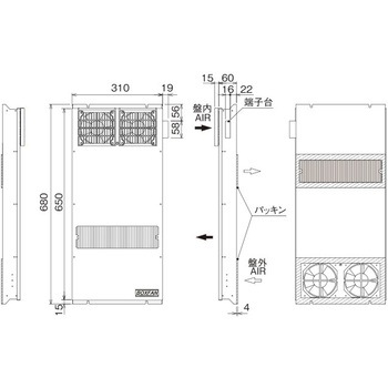 ボックスファン 盤内側面取付型 オーム電機(配線パーツ)