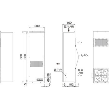 ボックスファン 盤内側面取付型 オーム電機(配線パーツ)