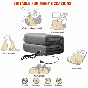 USBブランケット 電気毛布 グレー Electric Blanket CRECOTE