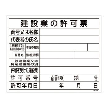 工事用標識(許認可標識板) 日本緑十字社