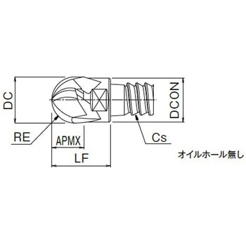 Phoenix(フェニックス) ヘッド交換式エンドミル ボール形状 PXBE (3枚刃・オイルホール無し) OSG(オーエスジー)