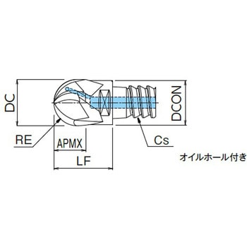 Phoenix(フェニックス) ヘッド交換式エンドミル ボール形状 PXBE (3枚刃・オイルホール付き) OSG(オーエスジー)