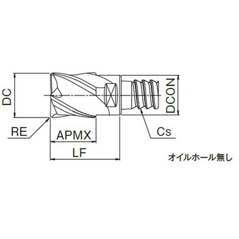 Phoenix(フェニックス) ヘッド交換式エンドミル スクエア・コーナラジアス形状 PXVC (不等リード・4枚刃・強ねじれ・オイルホール無し) OSG(オーエスジー)