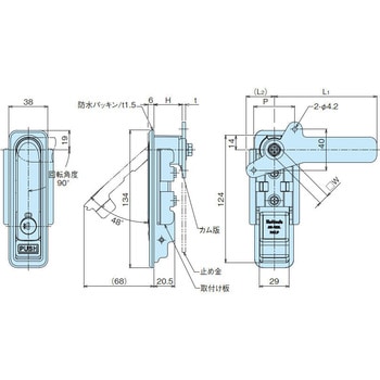 防水平面スイングハンドル(インジケータ付き) ホシモト