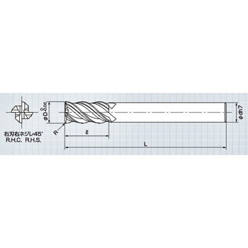 4枚刃R付スレンダーエンドミル(TiAlNコート) 三洋工具