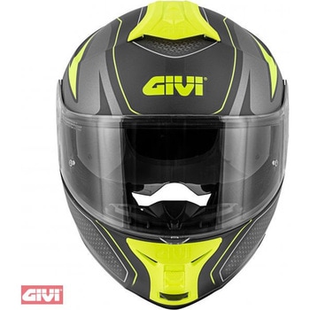 Hps Hx21 フリップアップ ヘルメット Graphics Globe Shiver ブラック/チタン/イエロー マット サイズ 56/S - GIVI(ジビ)