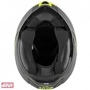 Hps Hx21 フリップアップ ヘルメット Graphics Globe Shiver ブラック/チタン/イエロー マット サイズ 56/S - GIVI(ジビ)