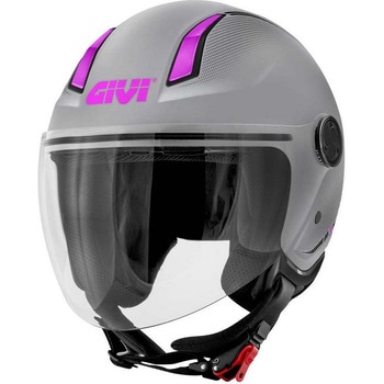ジェットヘルメット 11.7 SOLID LADY マットシルバー/フクシャ サイズ 55/S GIVI(ジビ)