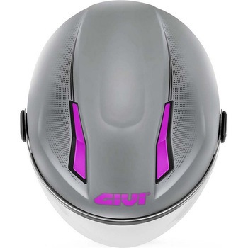 ジェットヘルメット 11.7 SOLID LADY マットシルバー/フクシャ サイズ 57/M - GIVI(ジビ)