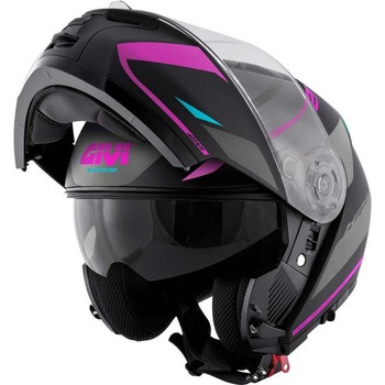 フリップアップヘルメット X.21 EVO NUMBER LADY マットブラック/チタン/ピンク サイズ 56/S GIVI(ジビ)