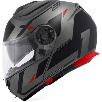 フリップアップヘルメット X.21 EVO NUMBER マットチタン/ブラック/レッド サイズ 60/L GIVI(ジビ)