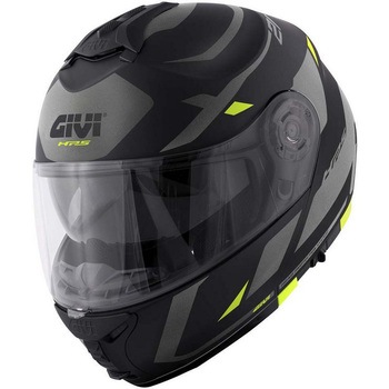 フリップアップヘルメット X.21 EVO NUMBER マットブラック/チタン/イエロー サイズ 54/XS GIVI(ジビ)