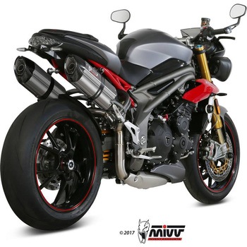 マフラー SPORT 2 スリップオンマフラー SUONO ステンレス カーボン caps For TRIUMPH SPEED TRIPLE MIVV (ミヴ)