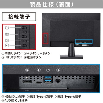 【Type-C端子搭載】液晶ディスプレイ 23.8インチ アイリスオーヤマ