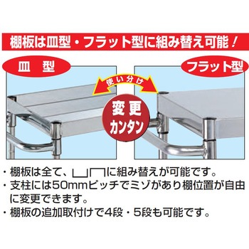 ステンレスCSパールワゴン(SUS304/固定タイプ/H780/2段) サカエ