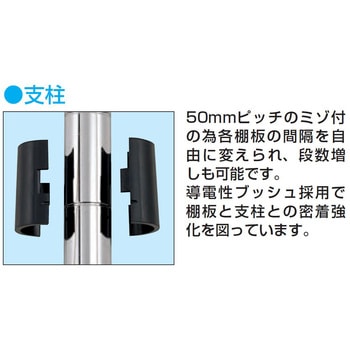 ステンレスCSパールワゴン(SUS304/固定タイプ/H780/2段) サカエ